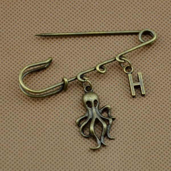 octopus Safety Pins,octopus brooch, safety pin brooch, kraken brooch ,Christmas Gift,DIY Hijab Pins,coat pins ,winter fashions