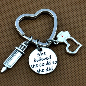 She Believed she could so she did Nurse Graduation Gift, Physician Assistant Keychain, Gifts for Medical Students, Nurse Graduate Keychain