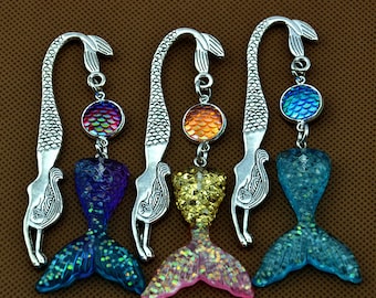 Marcador de sirena con dije de escamas de sirena y cola de sirena, marcapáginas de regalo, accesorios para libros, marcapáginas, regalo para el lector