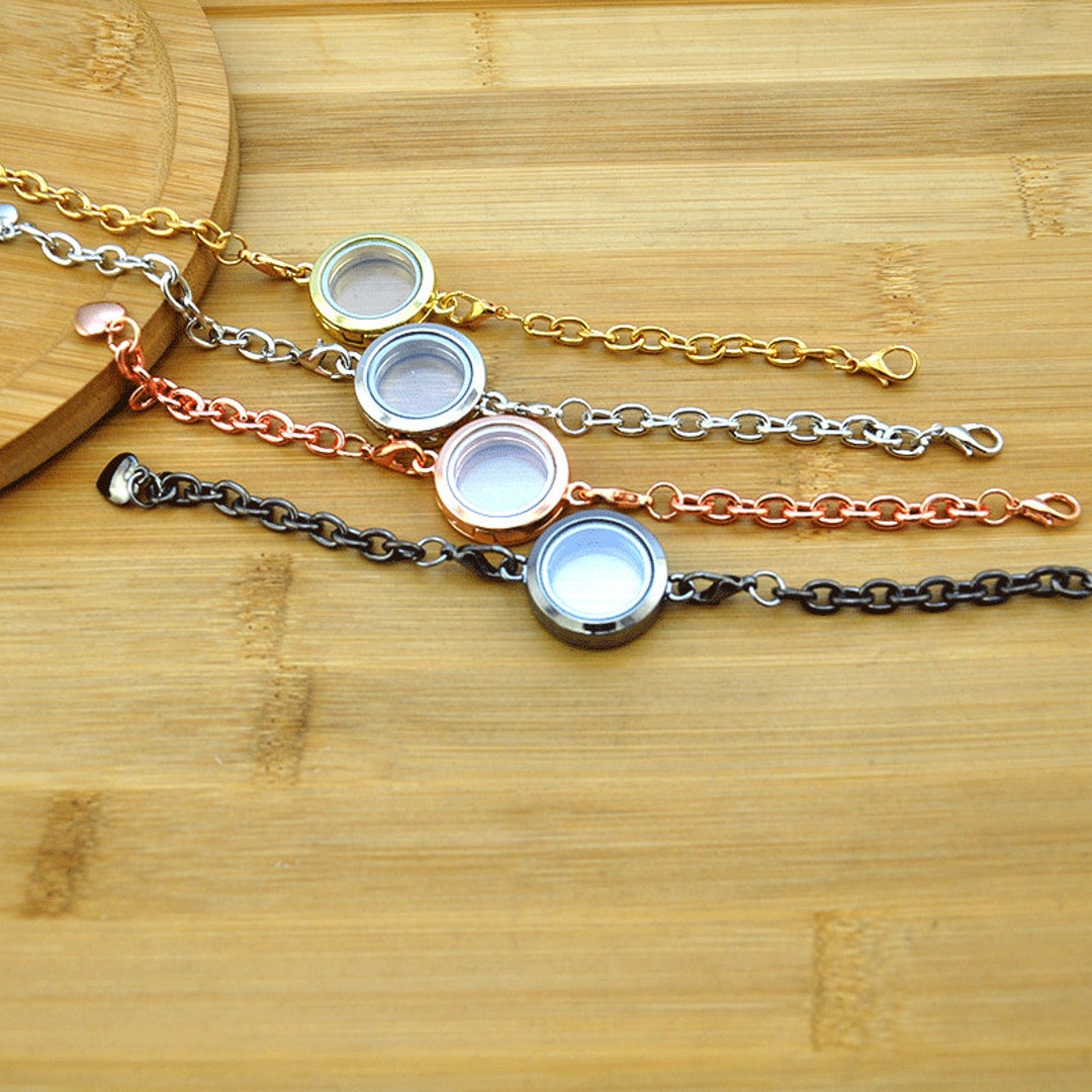 25mm Magnet Closure Locket,round Floating Locket Bracelet,memory Empty ...