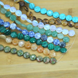 12mm、16mm Natural Gemstone Faceted Coin Shape beads,Gemstone beads Coin Shape Nugget Wholesale Supply，Faceted Round Coin Shape beads