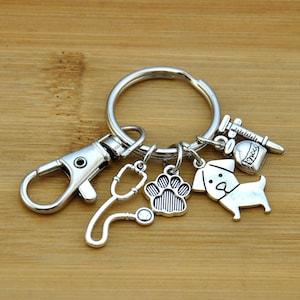 Vet Technician，Vet Gifts, Vet Keychain, Veterinary Gifts, Veterinary Surgeon, Vet Nurse, Dog, Stethoscope，Animal Pet Paw，Medical Keychain