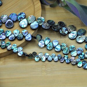 Natural Abalone Shell Teardrop Beads，Concave Fan-shaped Beads，Side Drilled Pear Loose Beads For Pendant Charm Jewelry Making