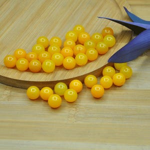 12mmHalf Top drilled Round Balls，Half Drilled Round Yellow Agate Beads, High Quality Artisanal Jewelry Supplies，DIY Jewelry Making