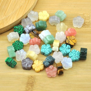 14 mm tweezijdige natuurlijke kristal gesneden bloemkralen, geboorde edelsteen bloem spacer kralen ketting kralen armband kralen voor doe-het-zelf sieraden maken