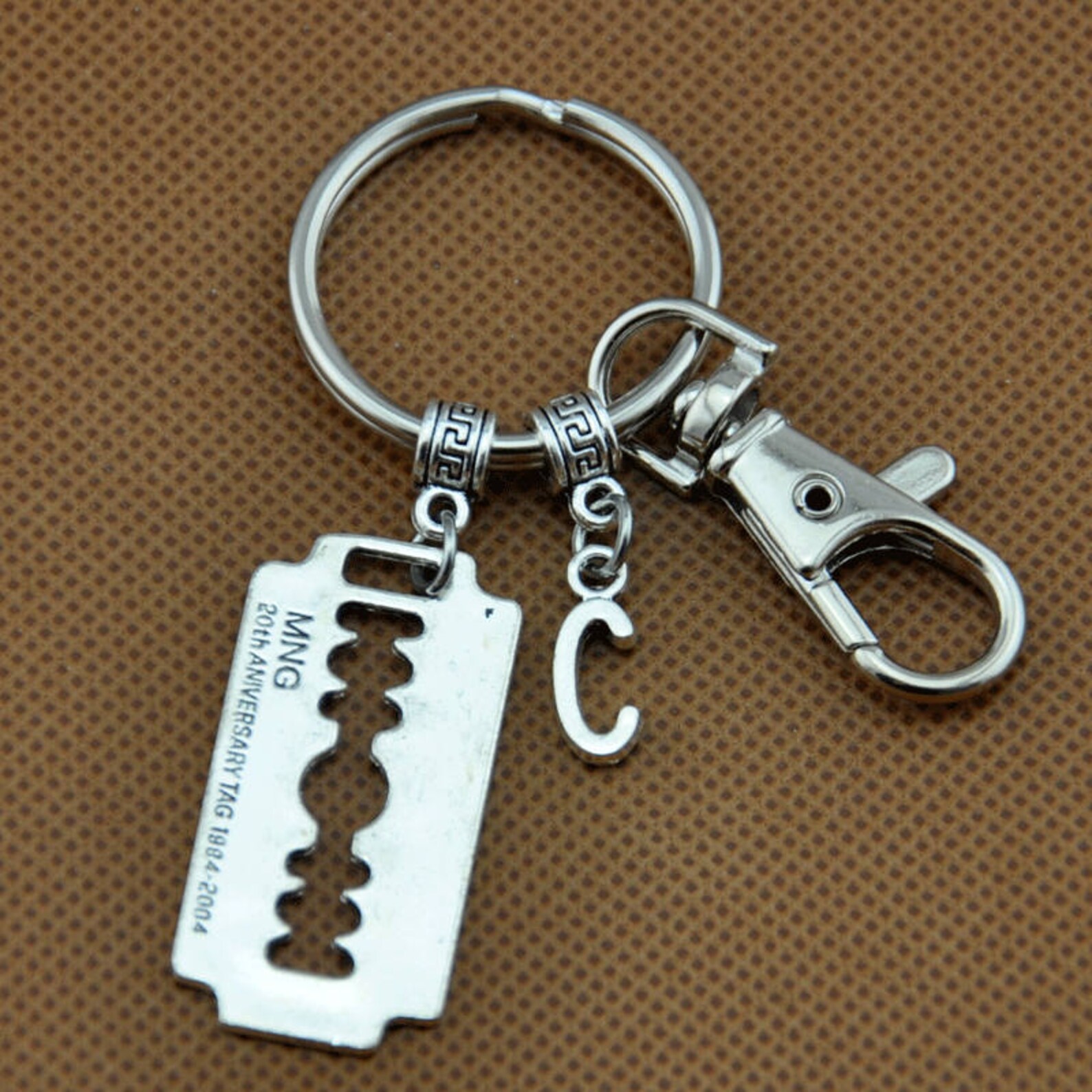Razor Blade Keychain With Initial Razor Blade Jewelry Etsy