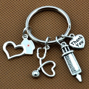 Nurse Personalized Keychain, Nurse Gift, Nurse Keychain,Stethoscope Keychain,Medical Keychain, Thank you keychain,Thank you gift