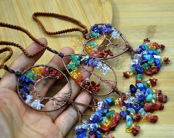Rainbow Seven Chakra Car Hanging，Crystal decor,Tree of Life Suncatcher,Tree of Life Dreamcatcher,Rainbow Suncatcher,Healing Charm