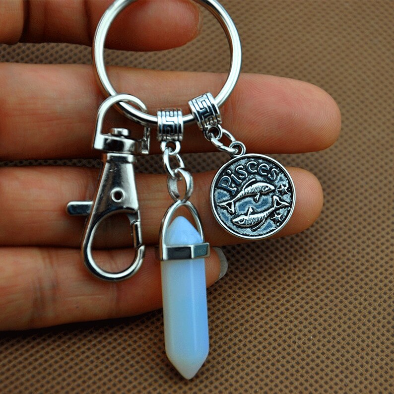 Crystal Keychain/ Crystal Key Ring/zodiac keychain/gemstone Etsy