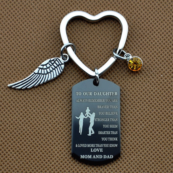 Angel wings key chain,Stainless steel key chains, women and men key holder Bag,To our Daughter/ To our Son Keychains-1928-