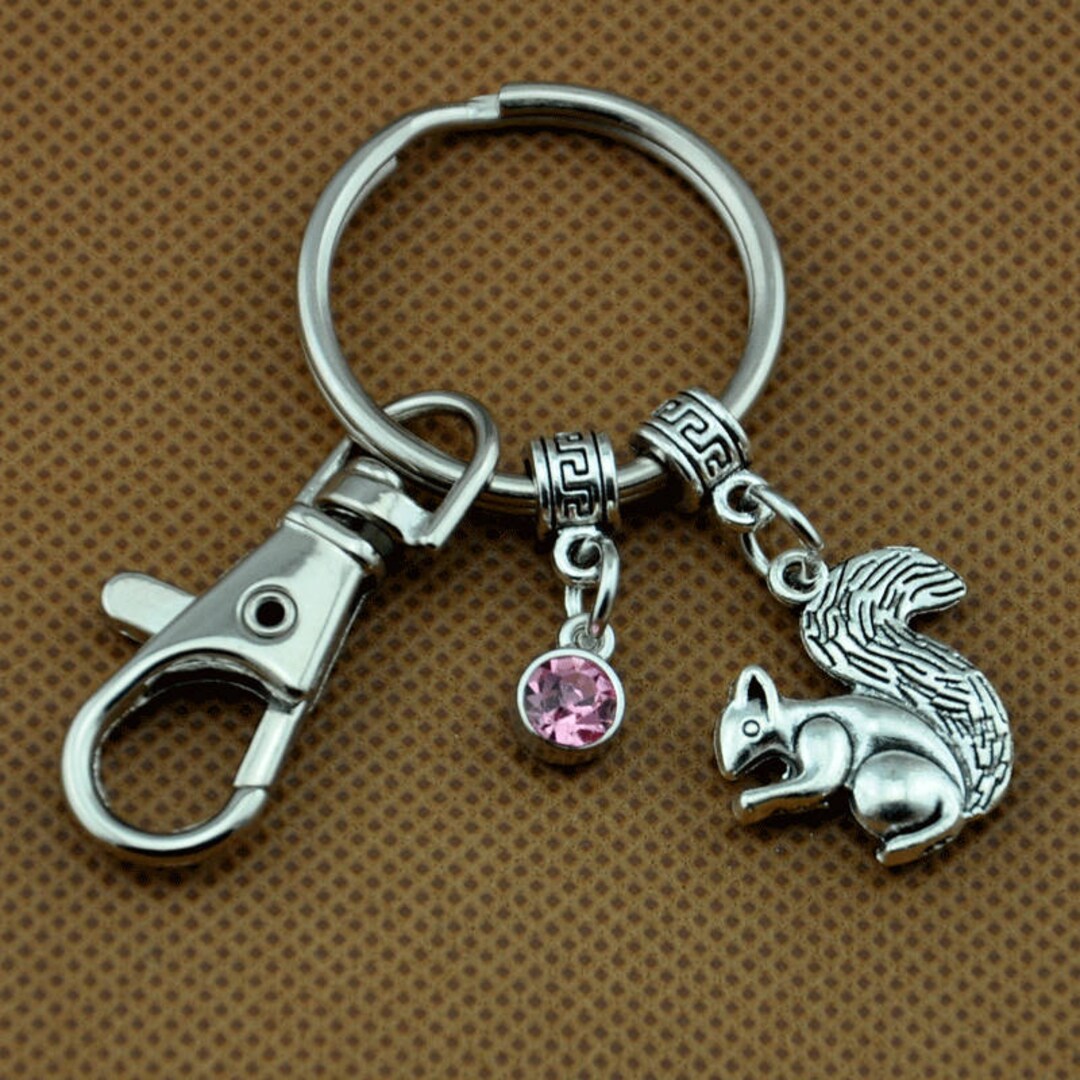 Key Rings Animal Design Squirrel Key Rings ,squirrel Personalized Keychain With Initial ...