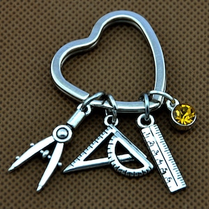 Architect Gift, Gift for Architect, Architect Keychain, Architect Keyring, Engineer, Mathematics, Graduation, Technical Illustrator-405