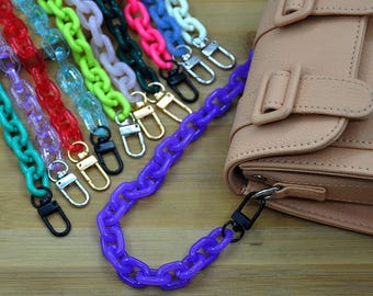 Corrente de bolsa de acrílico de alta qualidade, material artesanal para fabricação de bolsas, alça de bolsa de ombro de metal, corrente de alça de reposição