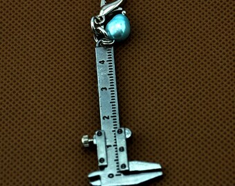 Vernier Caliper Keychain Caliper Keyring Ruler Keychain Personalized Keychain Birthstone Keychain Ruler Keyring ,Pearl Key Chain