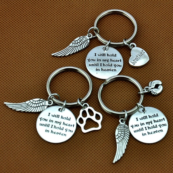 I'll Hold You In My Heart Until I Hold You In Heaven Charm keychain, Wing keychain，Memorial Keyring，Memorial, Loss, Bereavement-338-2