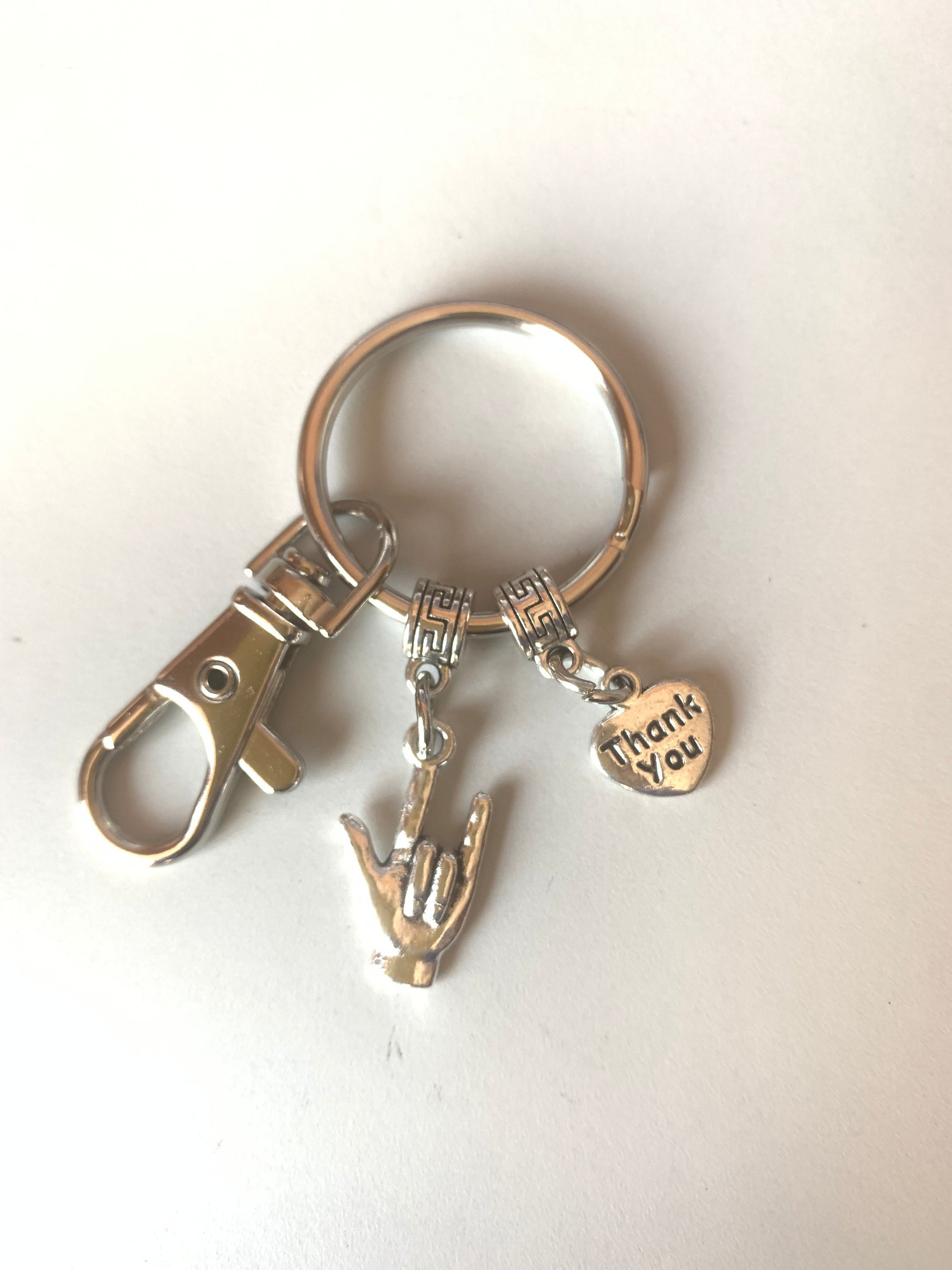 I Love You Keychain Hand Keychain Thank You Keychain Sign - Etsy