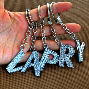 Llavero de letras colgantes, llaveros de pedrería, llaveros colgantes, llavero brillante diamante bling llavero de letras de la A a la Z Disponible Bag Charm