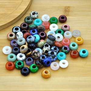 14x8mm Large Hole Natural Gemstone Beads,Gemstone Donut beads，5-6mm large hole stone beads，Gemstone Pi Stone，Natural Stone, Stone Ring