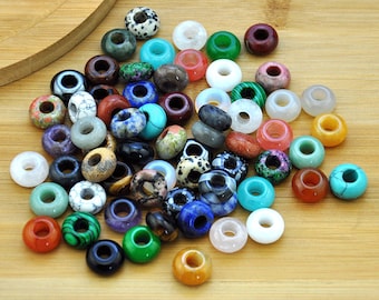 14x8mm Large Hole Natural Gemstone Beads,Gemstone Donut beads，5-6mm large hole stone beads，Gemstone Pi Stone，Natural Stone, Stone Ring