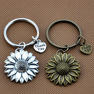 Sunflower keychain, sunflower charm, flower keychain, personalized keychain, Thank you keychain,Thank you gift - Appreciation gift