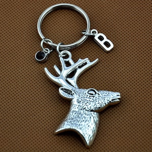 Deer Keychain Hunter Keychain, Best Friend Keychain, Birthstone Keychain,Deer Buck Keychain, Gift for Hunter, Gift for Him ,Deer Gift