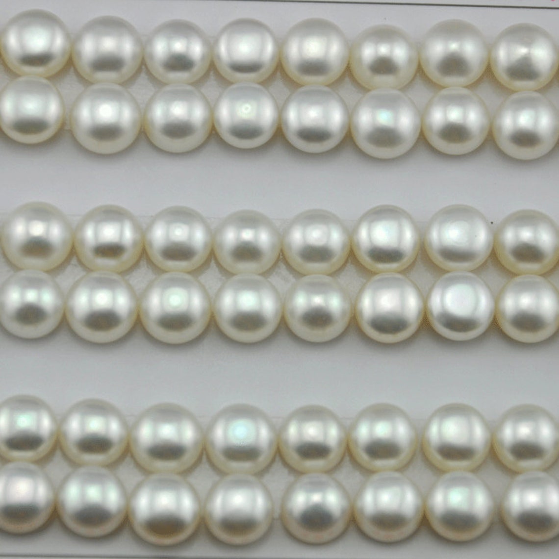 8.08.5mm Pearls Button Pearl Beads Half Drilled Pearls Real Etsy