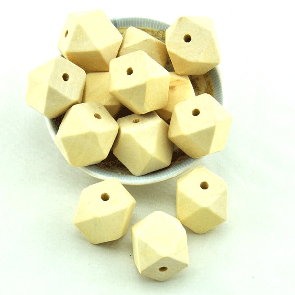 20pcs 12mm Unfinished Natural Wood Bead 14 Hedron Geometric Figure Solid Faceted Cube Wooden Bead Octagonal,Hexagon--J0035