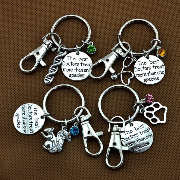Veterinarian Keychain,Veterinarian Gift, The Best Doctors Treat More Than One Species, Veterinary Doctor Jewelry, purse charm or zipper pull