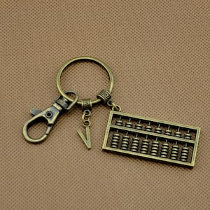 Abacus Keychain, Gift for accountant. Gift for bookkeeper. Accountant gift.Antique Bronze/Silver Custom Jewelry, Charm Key chain-Y779-1