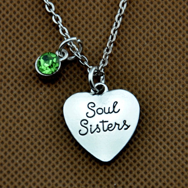 Soul Sister Custom Birthstone Necklace Best Friend Jewelry Soul Sister Necklace