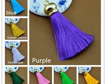 2pcs Ice Silk Thread Cap Tassel Trim Craft Jewelry DIY Earrings tassels Pendants
