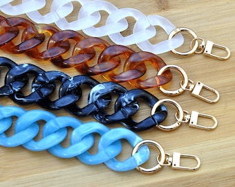 Thick Resin Long Chain,Acrylic High Quality Purse Chain, Metal Shoulder Handbag Strap, Replacement Handle Chain,Crossbody Bag Chain Strap