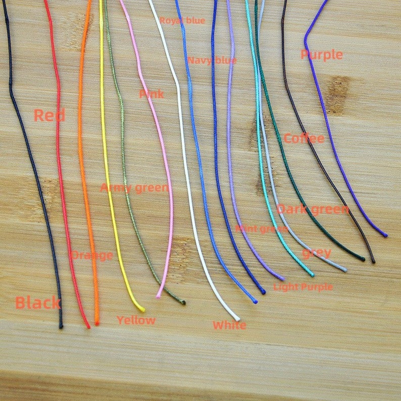 May include: A variety of colors of cord, including black, red, orange, yellow, army green, pink, white, royal blue, navy blue, light purple, mint green, dark green, grey, coffee, and purple.