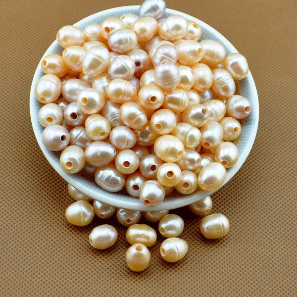 Large Hole Pearls,2.5 mm hole pearl beads large hole freshwater pearl, 9-11mm Rice Pearl Beads ,Large Hole Fresh Water Pearls,
