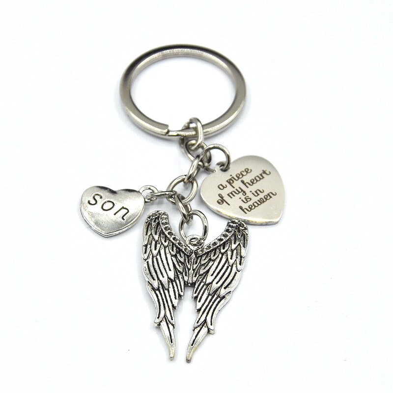 Angel Wing Keychain – "I Have An Angel In Heaven I Call Her Mom" Memorial Gift, Stainless Steel, 19mm X 22mm Charm - View #5