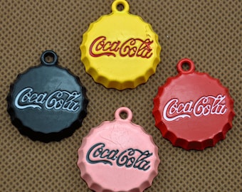 10pcs Bottle Cap Charms,Textured Drink Bottle Charms Cap Charms Coke Charms， Coca Cola Bottle Cap Pendants Diy Earring Jewelry Making