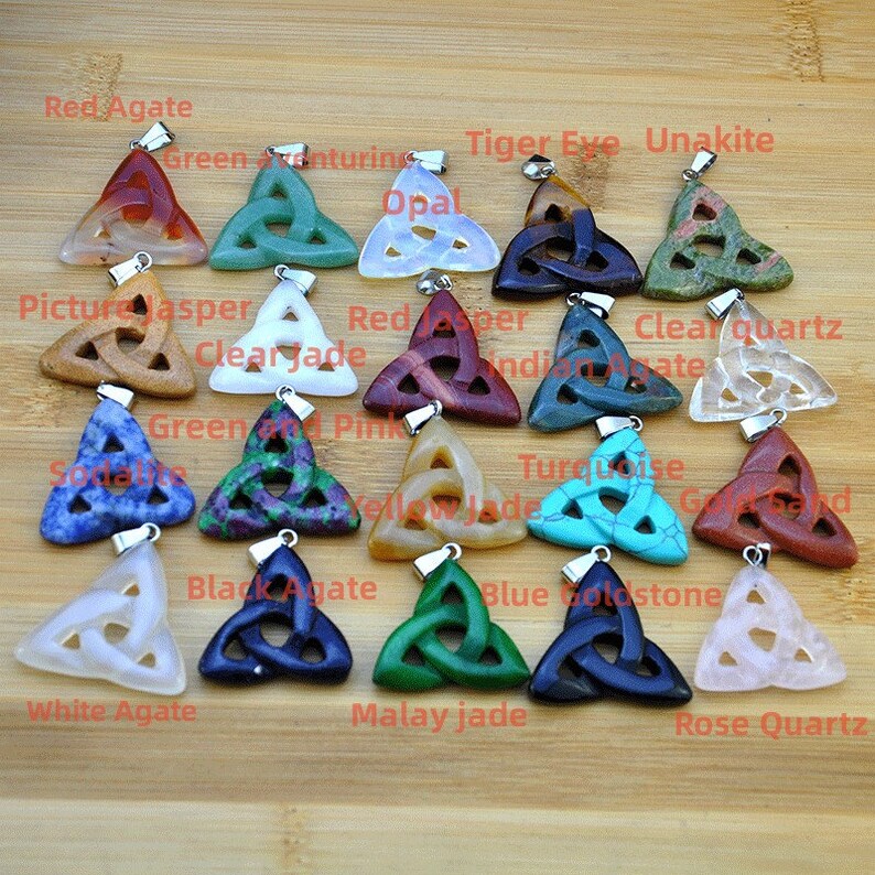 Triangular Pendants Natural Gemstone Celtic Knot Triangle Pendant,triquetra Pendants St ...