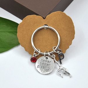Gymnastics gifts,Never Give Up Keychain, Gymnastics Gymnast Keychain,Ballerina Gift - Gymnastics Gift,Gymnast Keychain, Sports jewelry