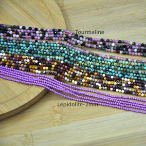 Natural Gemstone Beads，3mm Faceted Round Loose Gemstone Spacer Beads，Tiny Faceted Beads For Jewelry Making, DIY Beads, Micro Crystal Beads