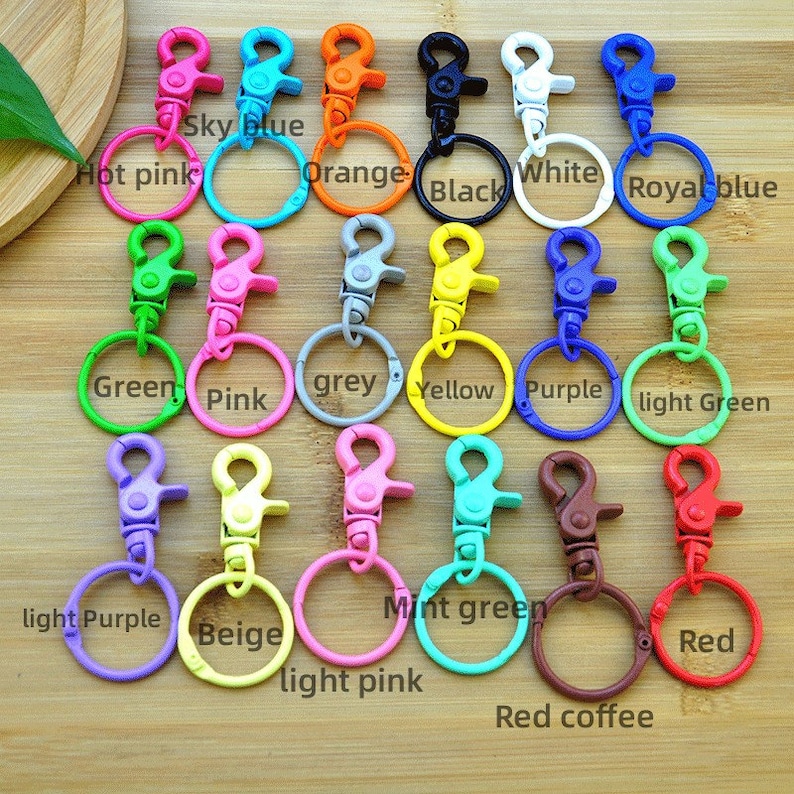 Mixed Color 44mm Swivel Lobster Clasps Clips+30mm DIY Split Key Ring ...