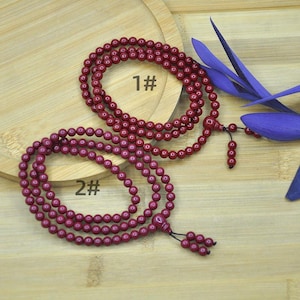 108 st lila cinnober mala pärlarmband, flerskiktsarmband/halsband, cinnoberarmband, 6-8 mm rund sträng, handgjorda spirituella smycken