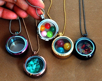 30 mm Edelstahl Glas Medaillon Halskette, Klarglas Medaillon Halskette befüllbar Schmuck für Edelsteine / Sand oder Asche Haarschmuck Gedenkstätte