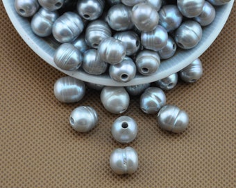 Large Hole Pearls,2.5 mm hole pearl beads large hole freshwater pearl, 9-11mm Rice Pearl Beads ,Large Hole Fresh Water Pearls,