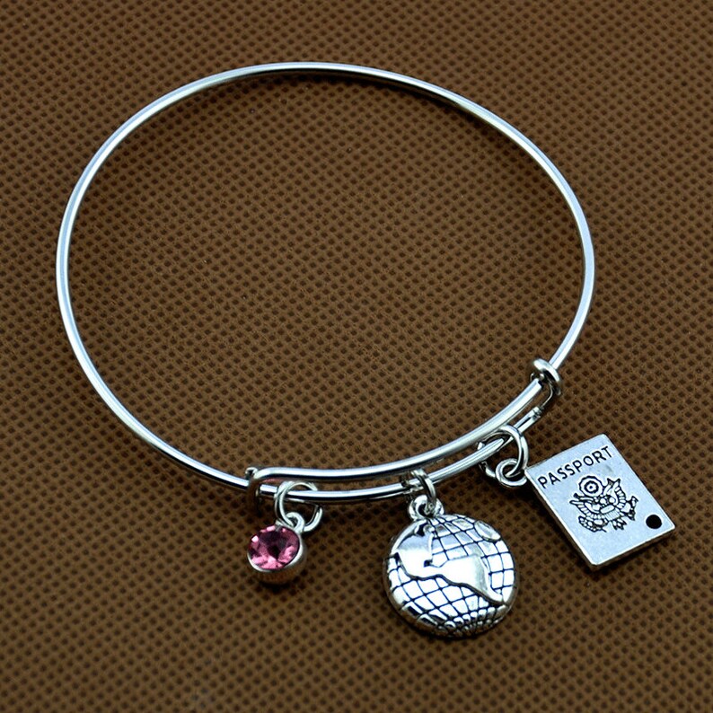 Holiday Bracelet Cabin Crew Gift Traveler Gift Travel Gift Moving to another country world and Passport Flight attendant Gift