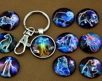 Zodiac Signs Key Chain,Zodiac keychain，Astrological Signs ,Astrology Gifts Key Chain， Birthday Gifts，Gift for Daughter，Gift for Son
