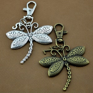 Dragonfly Keychain,Tiny Dragonfly Key Ring,Personalized Hand Stamped Inspirational Keychain, Gift for Her,Inspirational Key chain-451