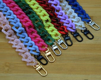 Metal Shoulder Handbag Strap，Acrylic High Quality Purse Chain, heart Resin Long Chain，Replacement Handle Chain,Crossbody Bag Chain Strap