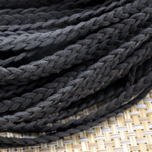 Black Braid Band Faux Leder Cord, 5mm Faux Suede Braided Rope Strands, Handcraft Materials for Fashion Leather Jewelries Making---J0153