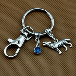 Wolf Keychains, Best Friend Keychains, birthstone keychain,wolf keychain, wolf keyring, wolf keyrings, Custom Charm Keychains, monogram-836