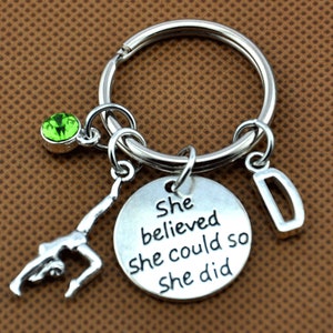 Gymnastics gifts.She believed she could so she did Keychain,Gymnast Keychain,Ballerina Gift.Gymnastics Gift,Gymnast Keychain, Sports jewelry